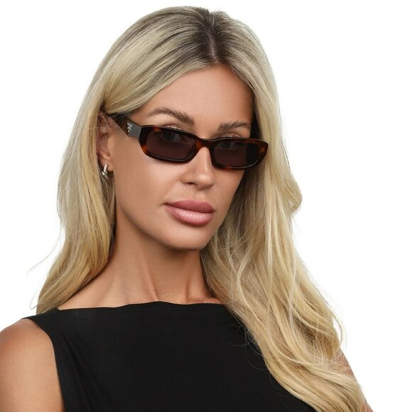 Prada PRB06S Rectangle Sunglasses – Havana Frame with Grey Lenses | Model 15W03N - Picture 2 of 10